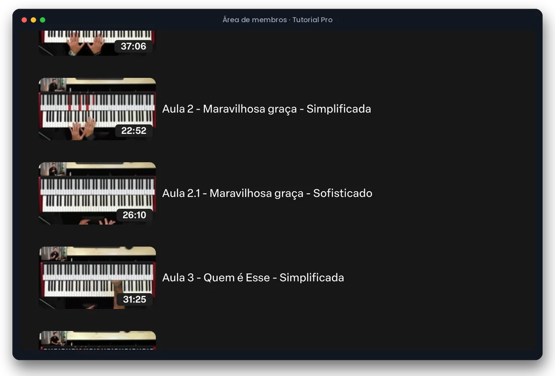 Área de membros do Tutorial PRO